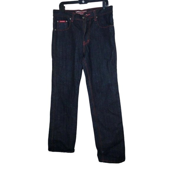 International LeadOff Men Designer Jeans Red Skull And Design On Back Pocket - Picture 2 of 12